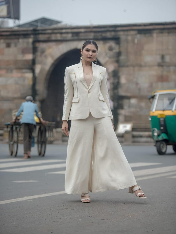 Boho Luxe Cream Kutchi Patchwork Blazer