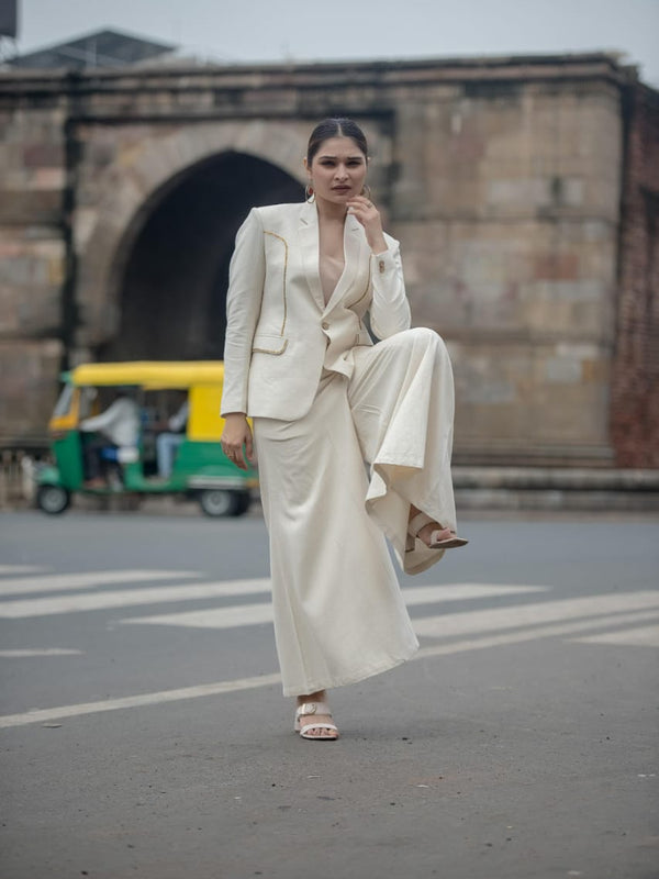 Boho Luxe Cream Kutchi Patchwork Blazer