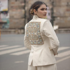 Boho Luxe Cream Kutchi Patchwork Blazer