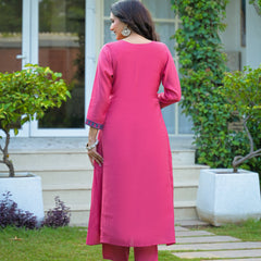 Pink Embroidered Mal Chandri Anarkali Suit Set with Dupatta