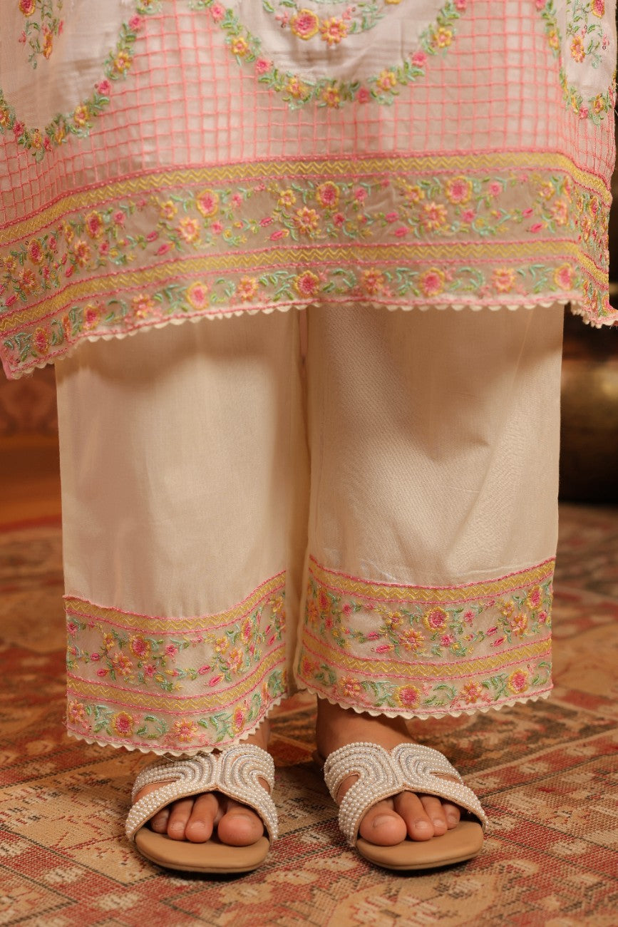 Premium White Floral Embroidered Ethnic Suit Set