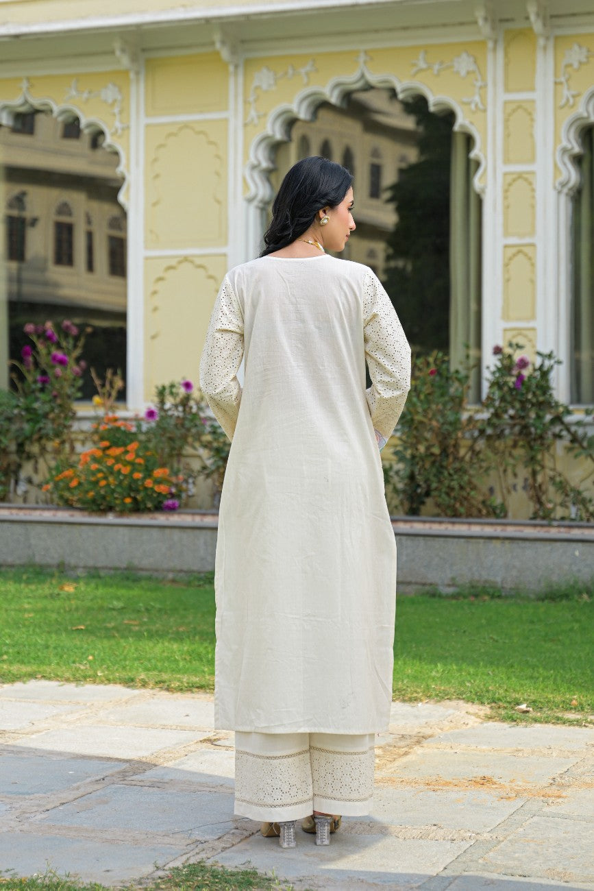 Luxury Embroidered Straight Kurta Set For Festive Wear