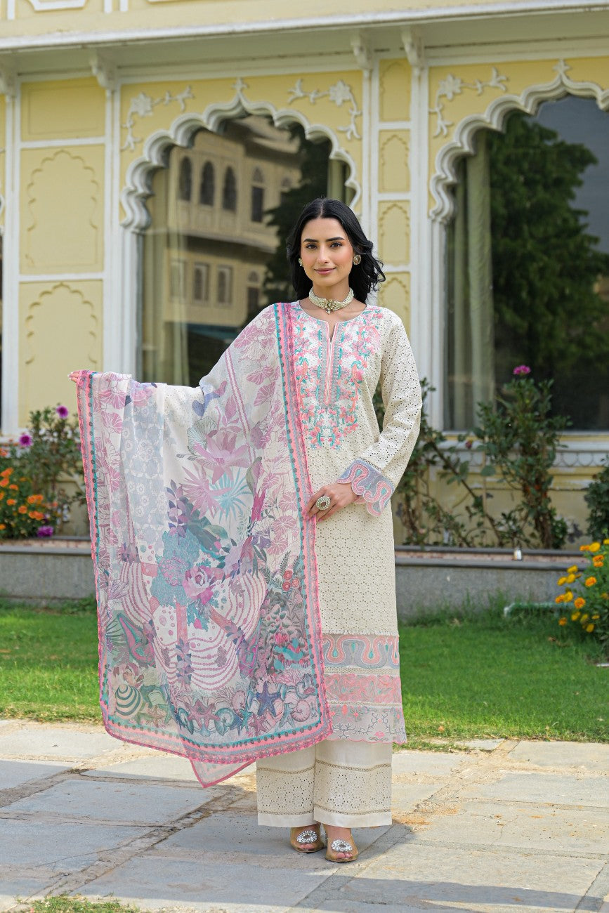Luxury Embroidered Straight Kurta Set For Festive Wear