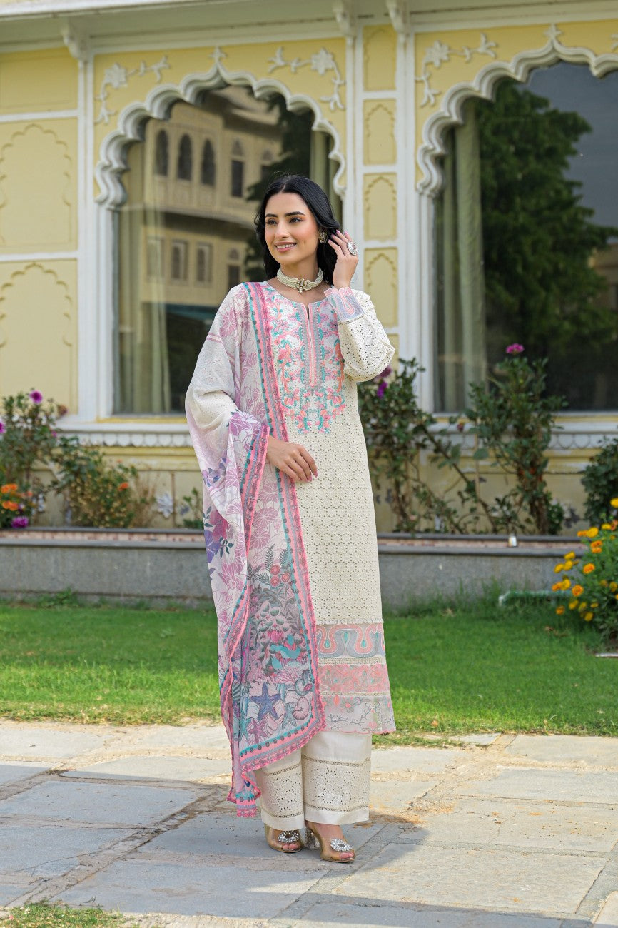 Luxury Embroidered Straight Kurta Set For Festive Wear