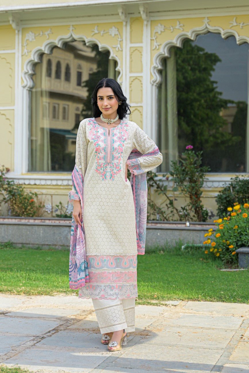 Luxury Embroidered Straight Kurta Set For Festive Wear