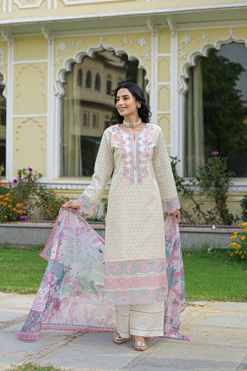 Luxury Embroidered Straight Kurta Set For Festive Wear