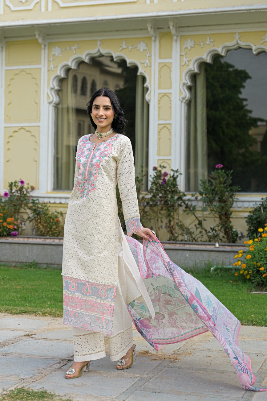 Luxury Embroidered Straight Kurta Set For Festive Wear