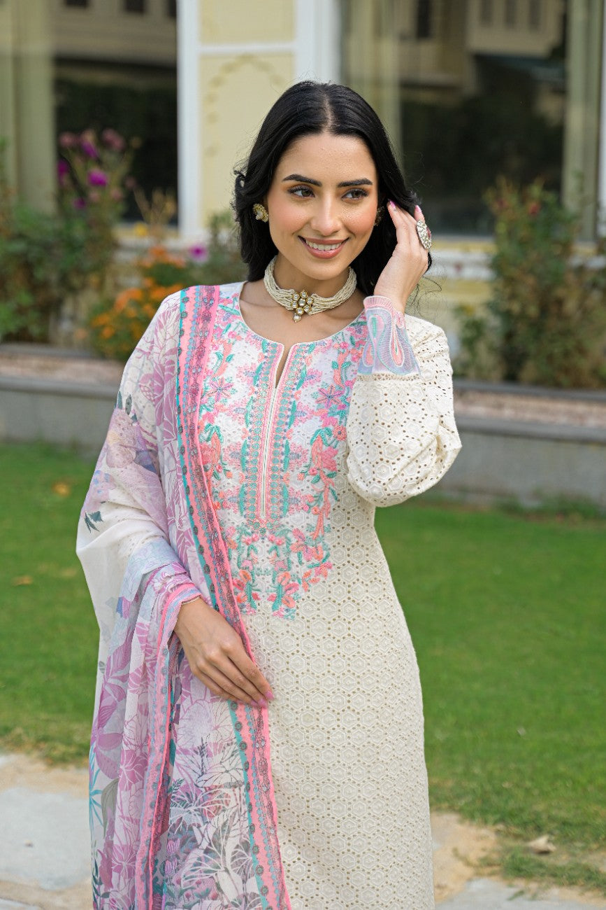 Luxury Embroidered Straight Kurta Set For Festive Wear