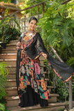 Black Designer Embroidered Sharara Set