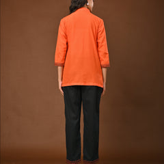 Elegant Orange Embroidered Co-Ord Set for Contemporary Festive Look