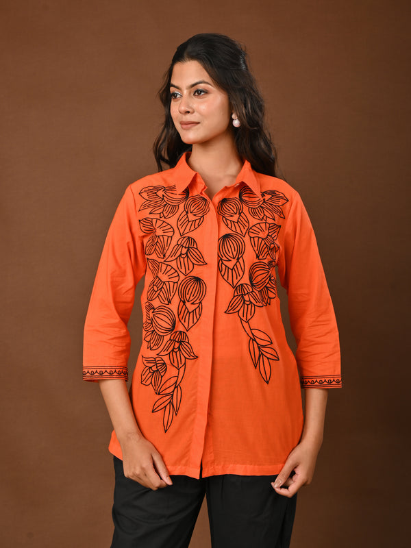 Elegant Orange Embroidered Co-Ord Set for Contemporary Festive Look