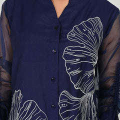 Designer Navy Blue Embroidered Co-Ord Set