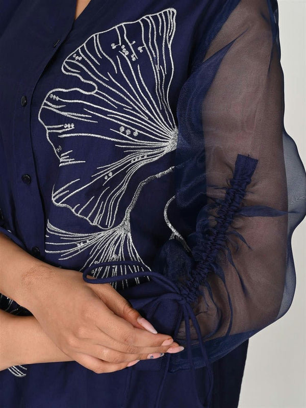Designer Navy Blue Embroidered Co-Ord Set