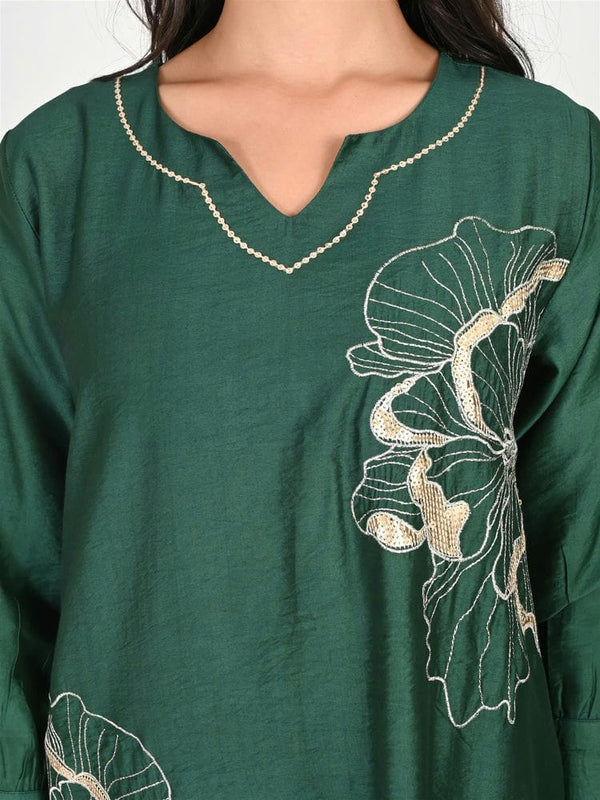 Designer Green Viscose Embroidered Co-Ord Set