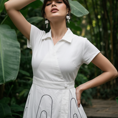 Classic White Elegant Fit and Flare Dress