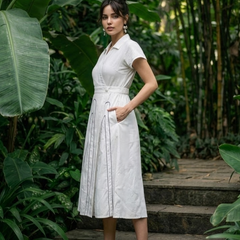 Classic White Elegant Fit and Flare Dress