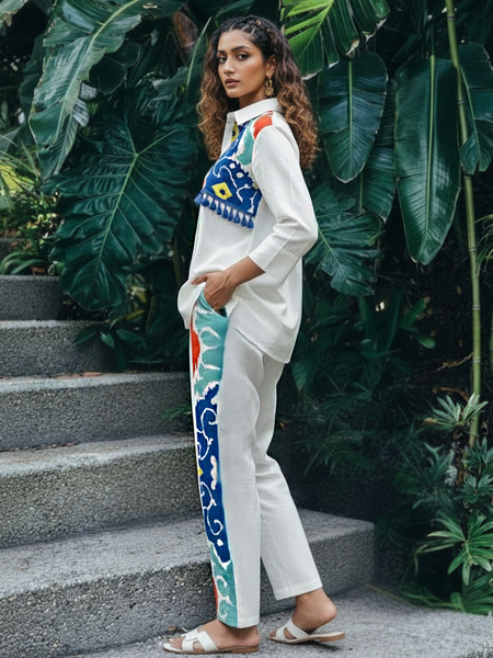 Tropical Muse Embroidered Cotton Co-ord Set