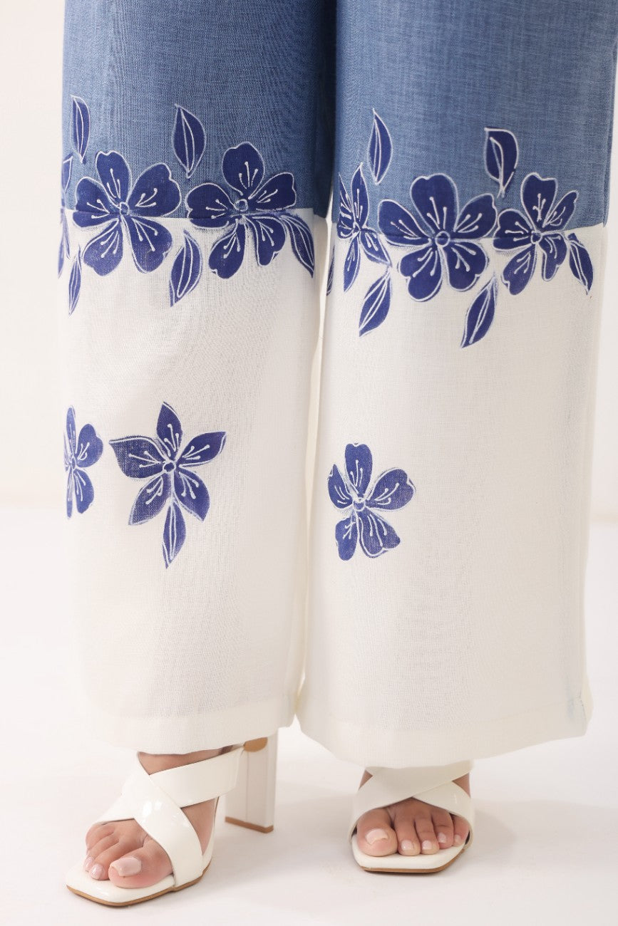 Women Blue Floral Printed Shirt Palazzo Co-Ord Set