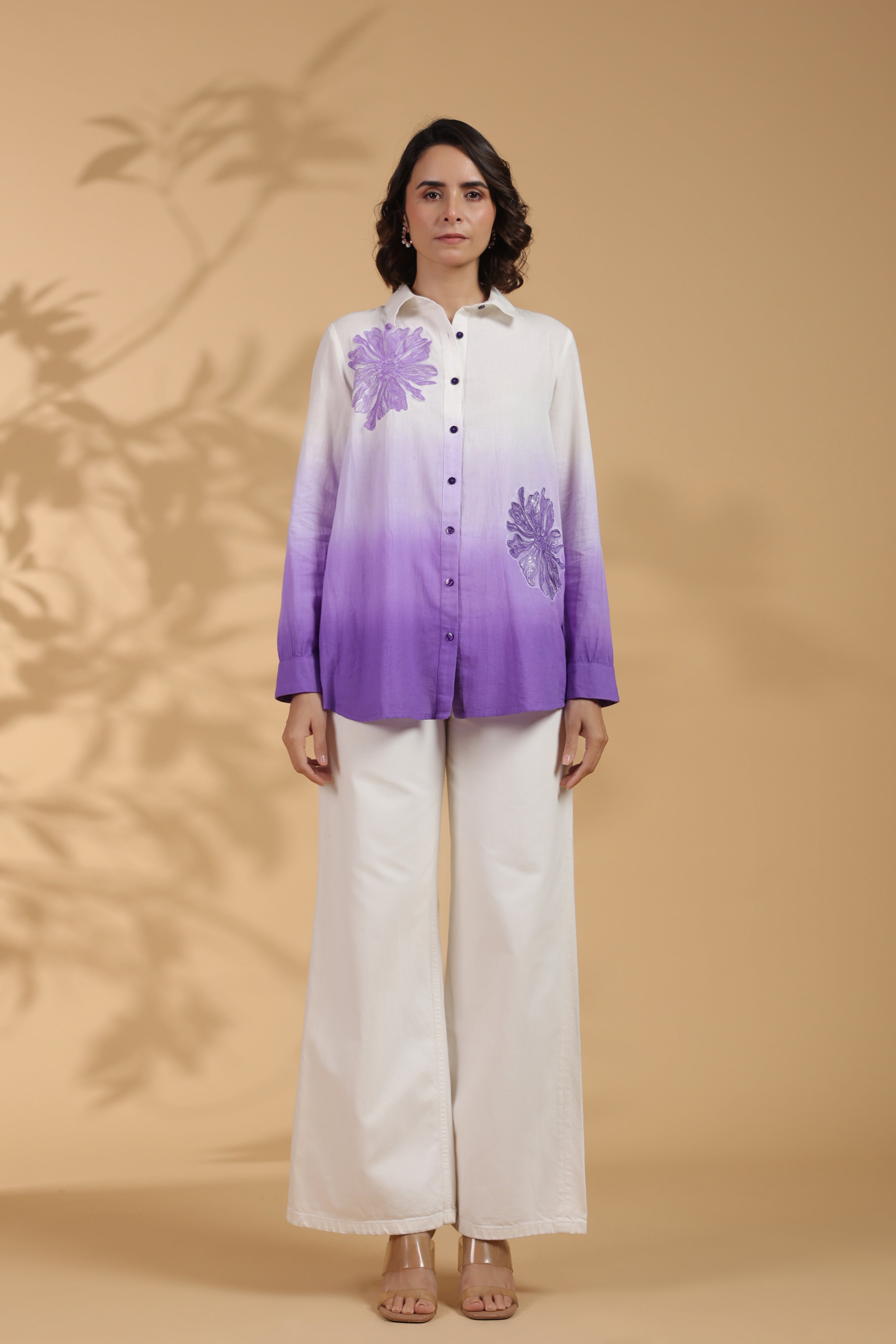 Lavender Embroidered Cotton Top