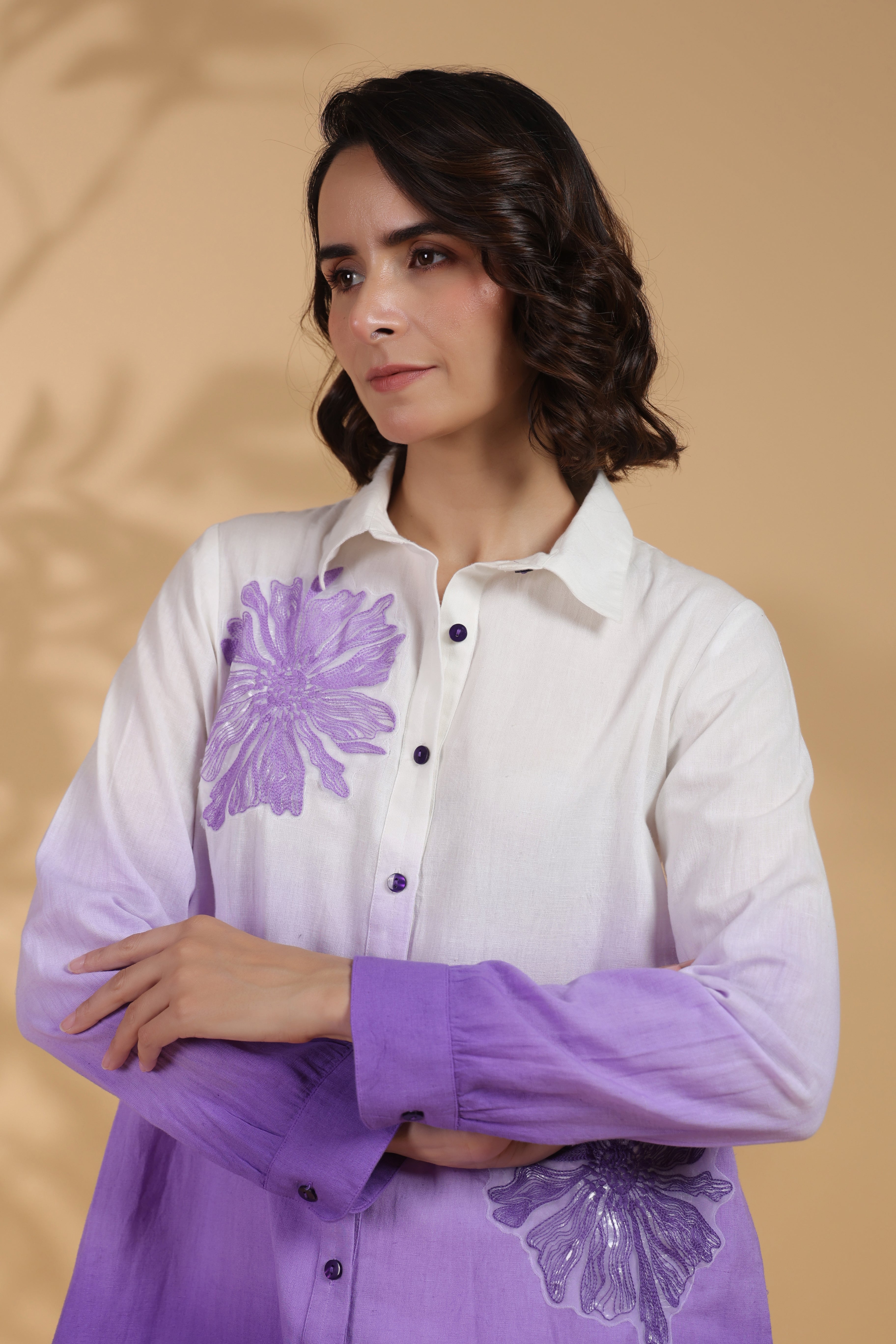 Lavender Embroidered Cotton Top