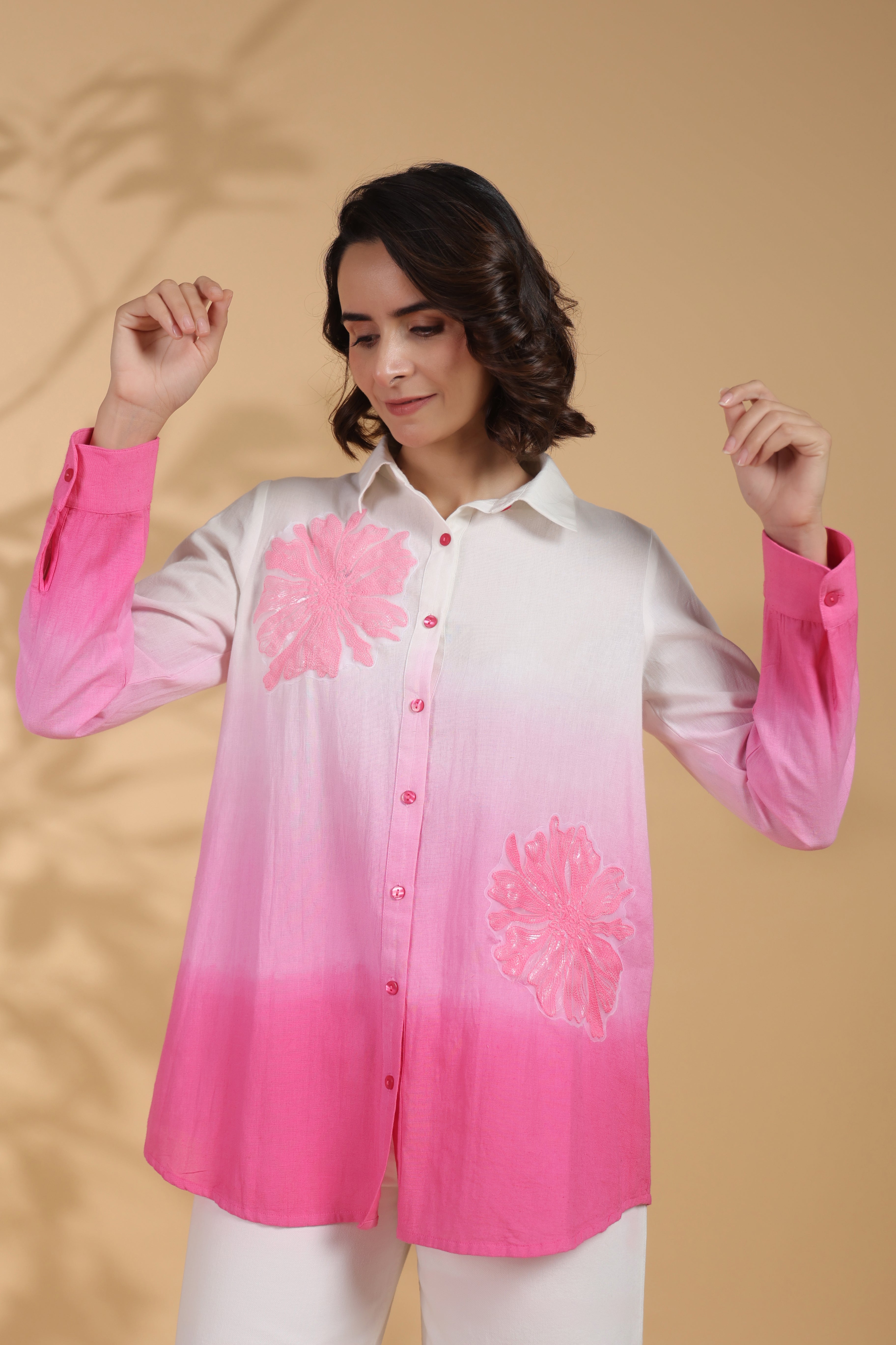 Light Pink Cotton Embroidered Top