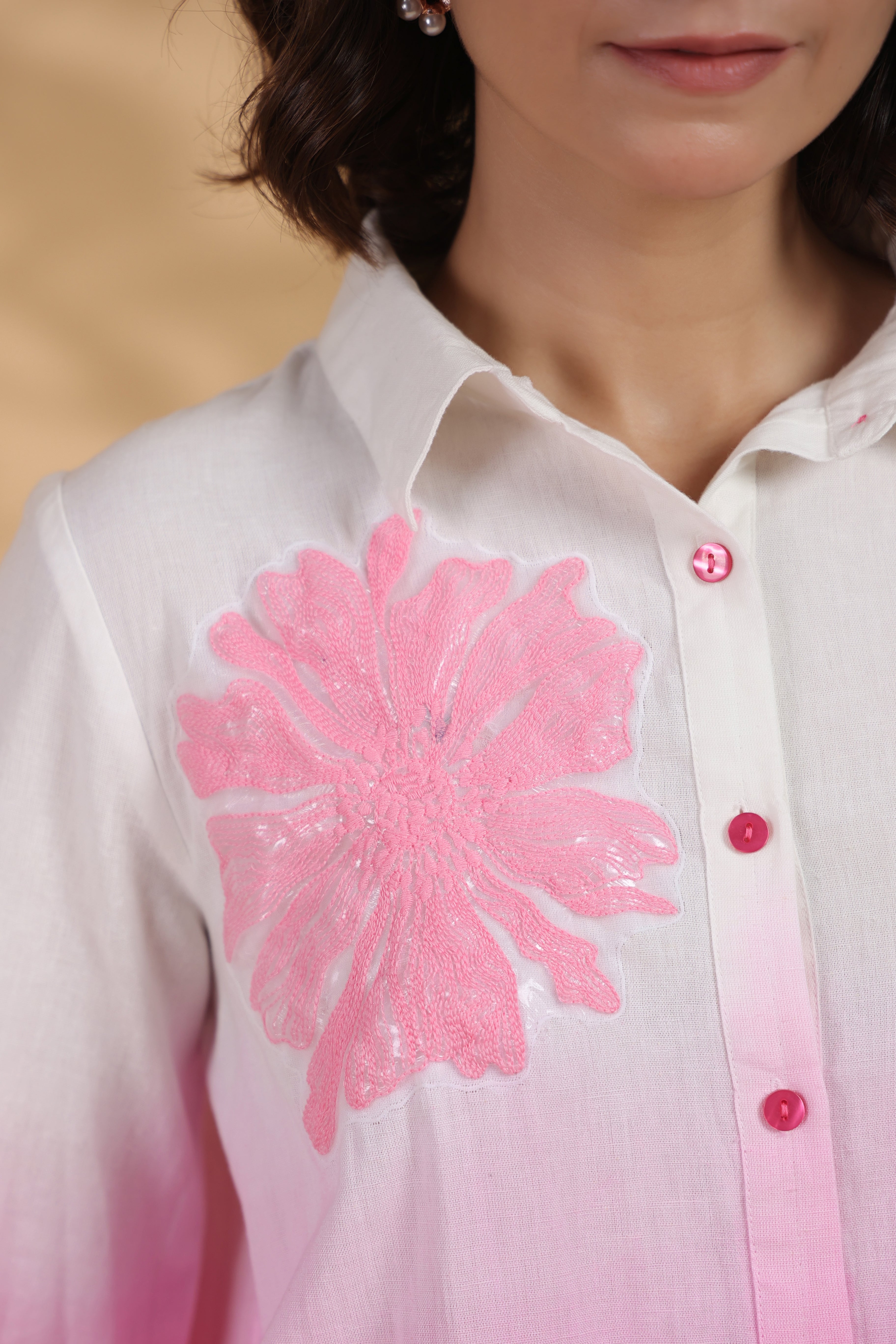 Light Pink Cotton Embroidered Top