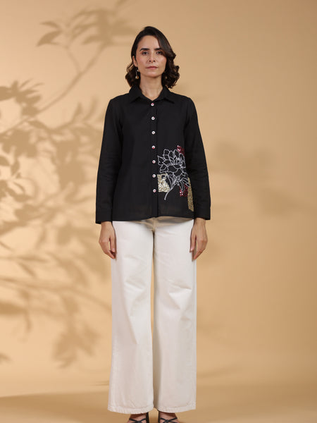 Designer Black Embroidered Top