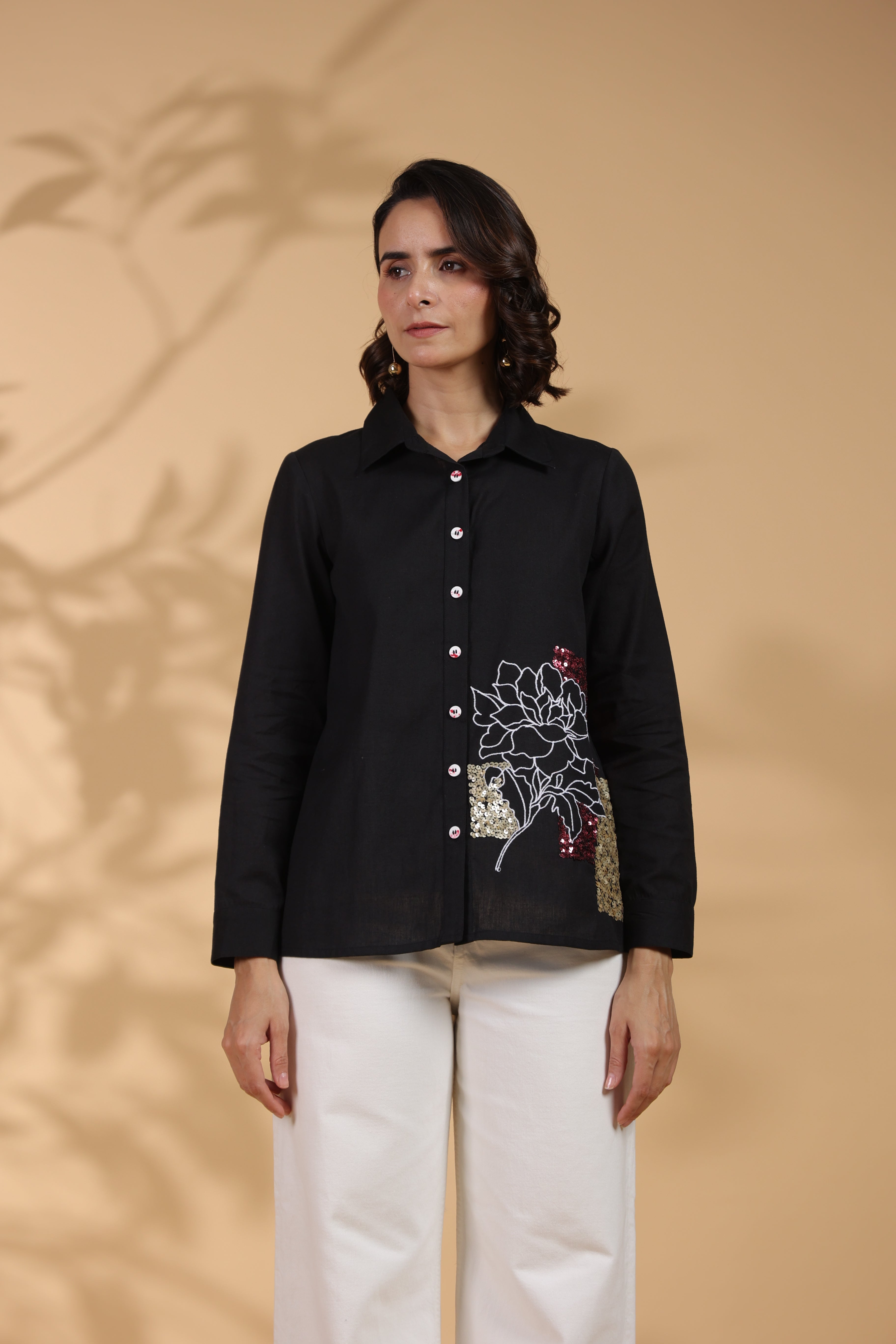 Designer Black Embroidered Top