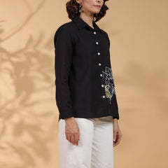 Designer Black Embroidered Top