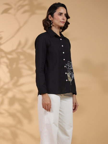 Designer Black Embroidered Top