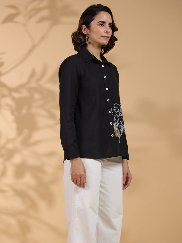 Designer Black Embroidered Top