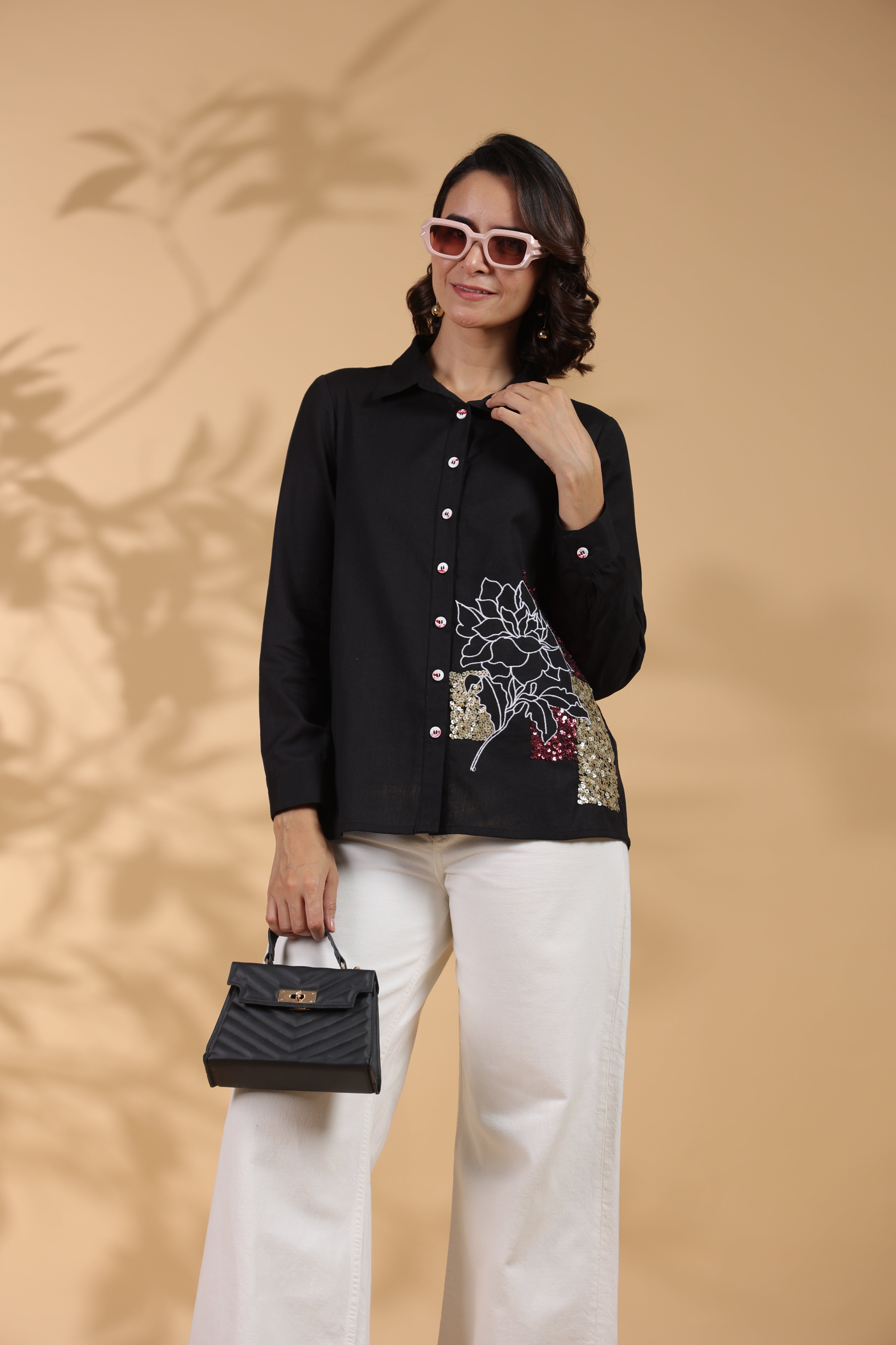 Designer Black Embroidered Top