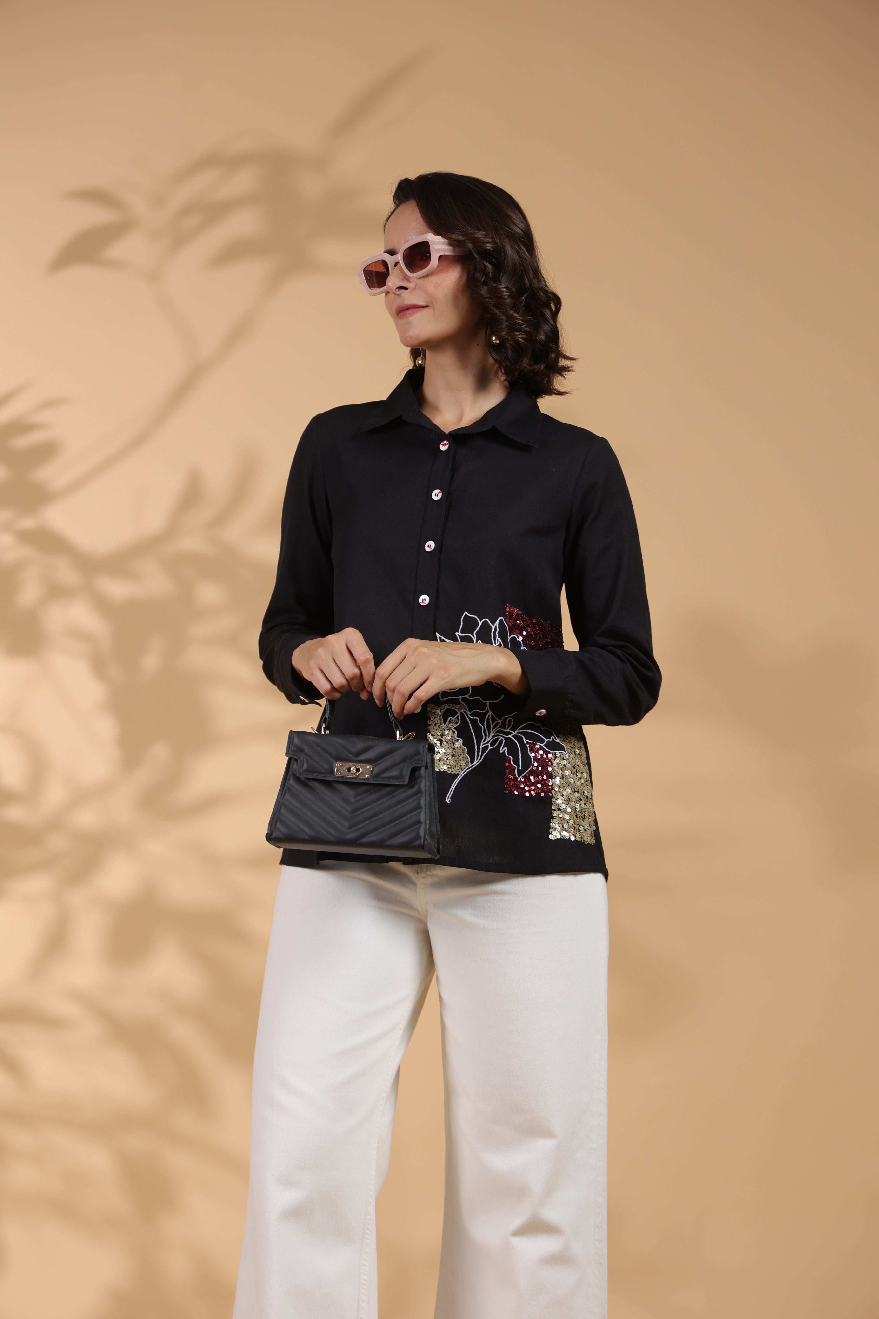 Designer Black Embroidered Top