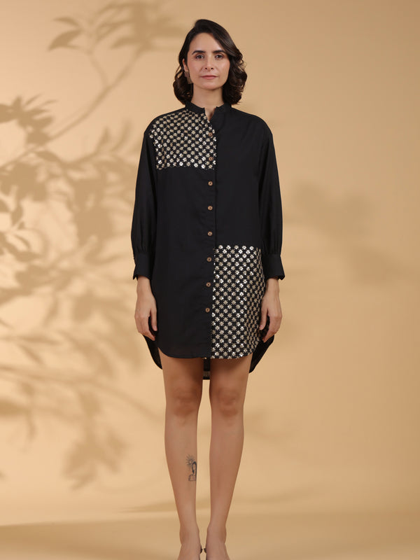 Black Embroidered Mini dress