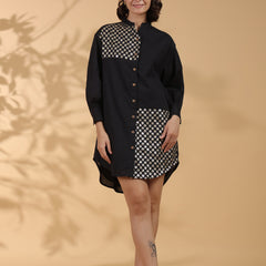 Black Embroidered Mini dress