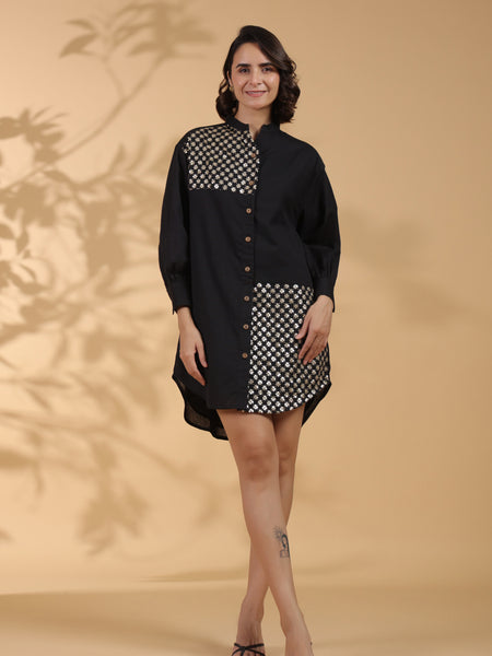 Black Embroidered Mini dress