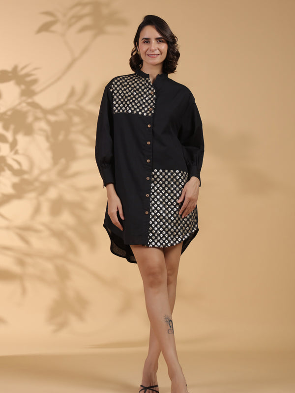 Black Embroidered Mini dress