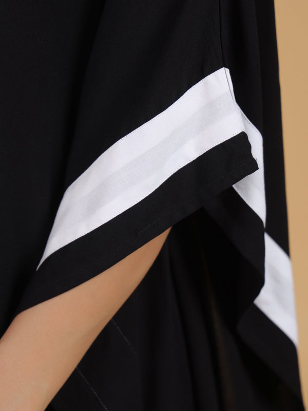 Black Embroidered Cotton Kaftan For Women