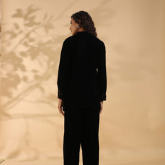 Designer Black Poly Velvet Co Ord Set