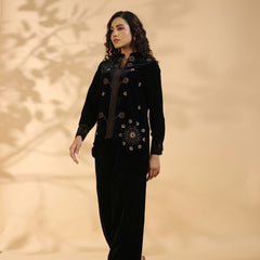 Designer Black Poly Velvet Co Ord Set