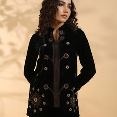 Designer Black Poly Velvet Co Ord Set