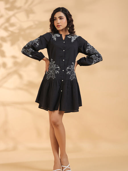 Stylish Mini Dress With Embroidery Work