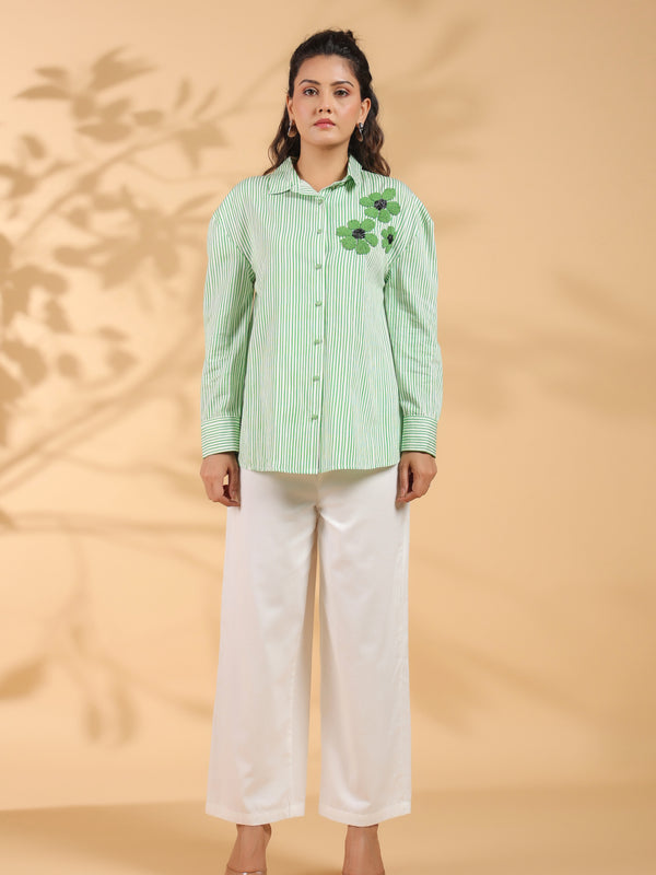 Green embroidery Work Shirt