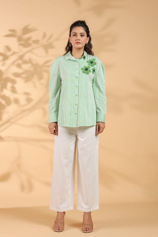 Green embroidery Work Shirt