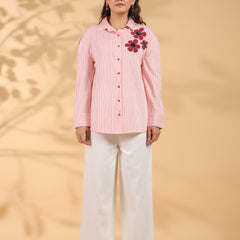 Designer Pink Embroidered Shirt