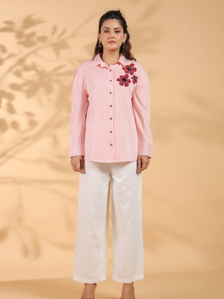 Designer Pink Embroidered Shirt