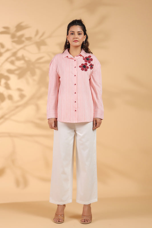 Designer Pink Embroidered Shirt