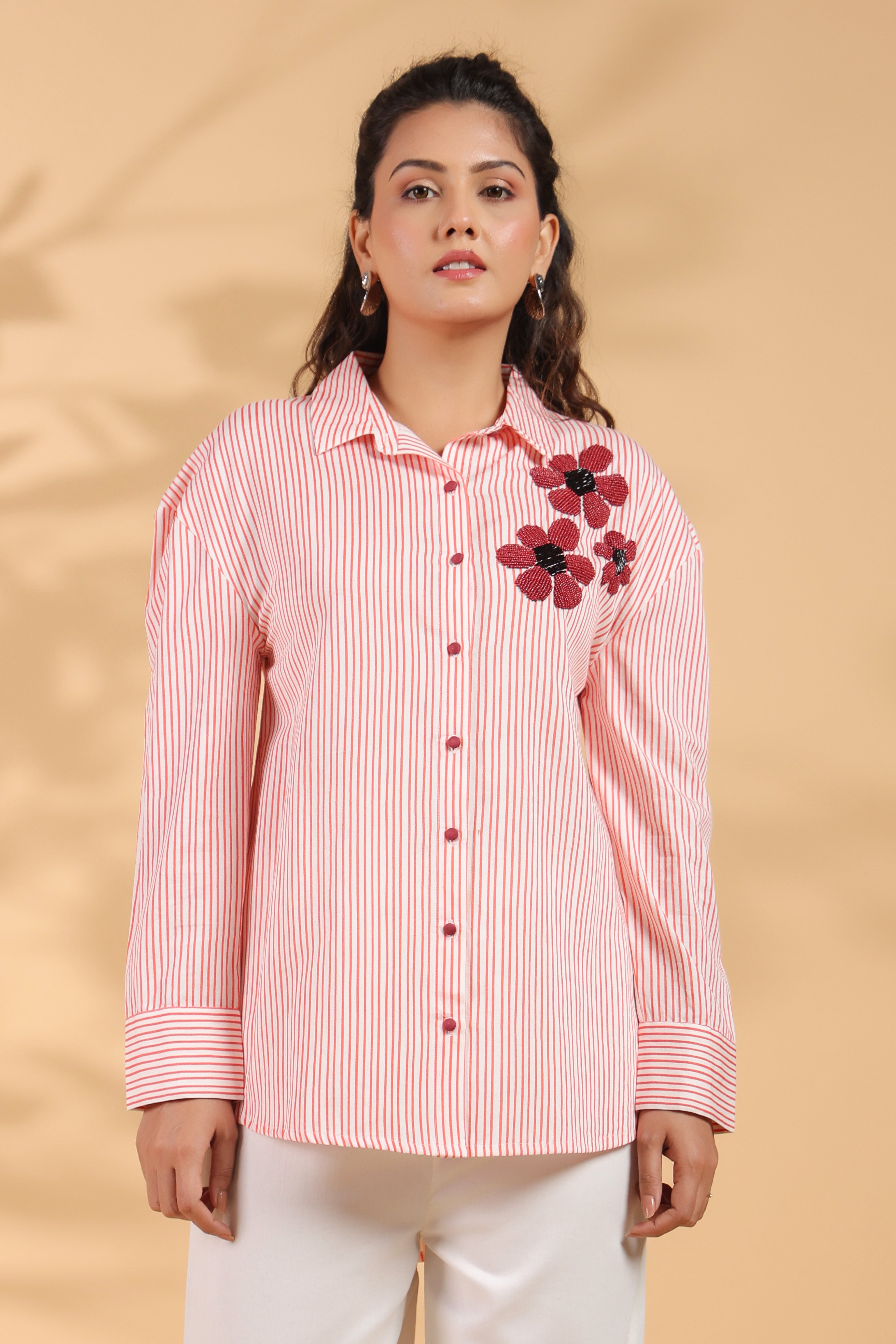 Designer Pink Embroidered Shirt