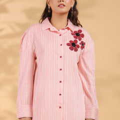 Designer Pink Embroidered Shirt