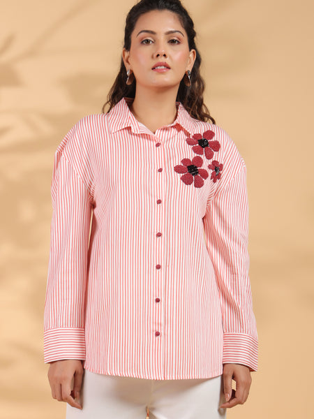 Designer Pink Embroidered Shirt